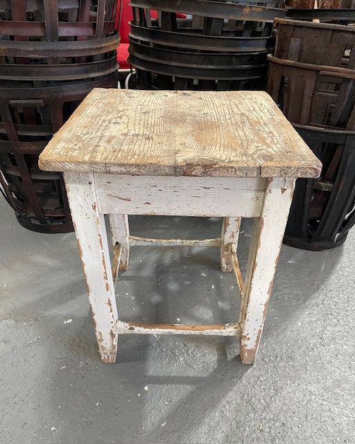 Vintage Rustic  European  Wooden Stool  #6604