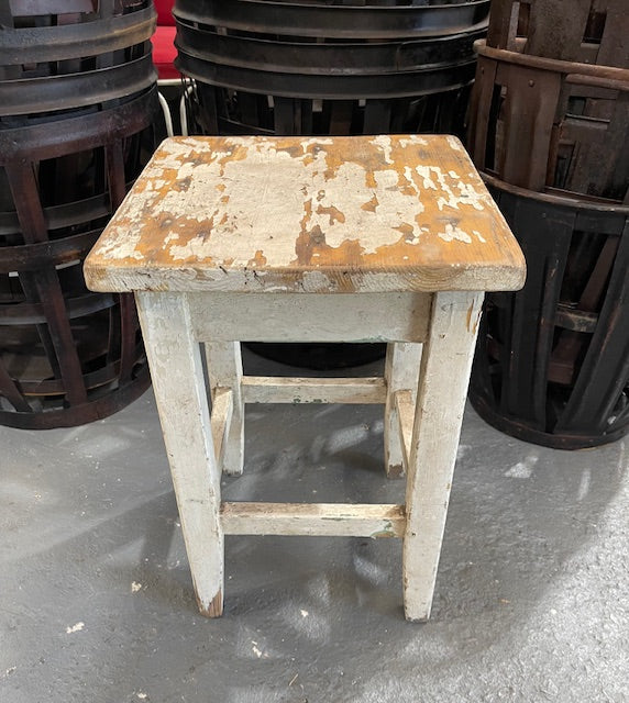 Vintage Rustic  European  Wooden Stool  #6608