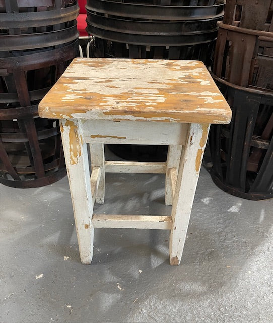 Vintage Rustic  European  Wooden Stool  #6608