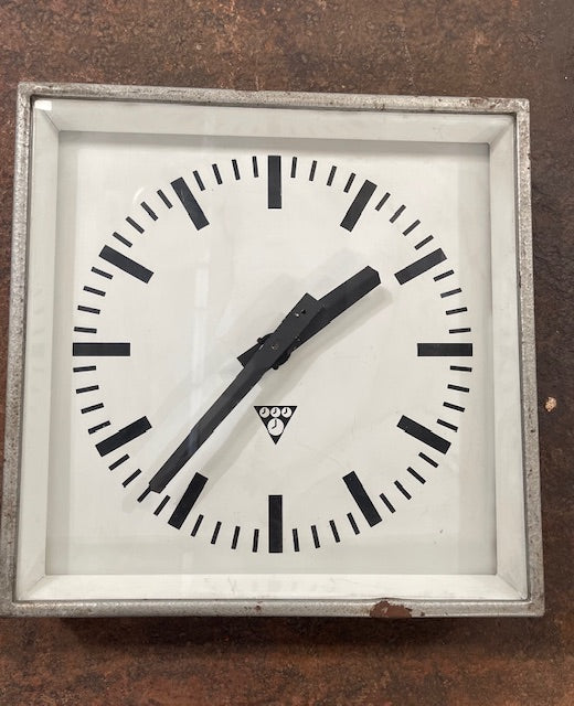 Vintage Czech Pragotron Metal  Train Station Clock #6645