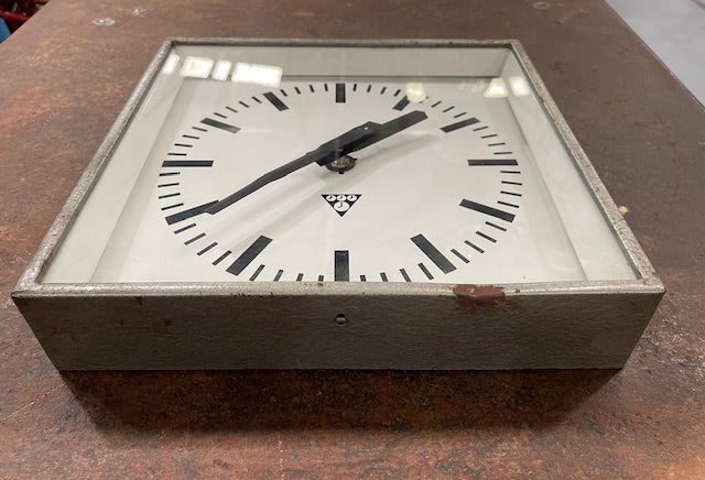 Vintage Czech Pragotron Metal  Train Station Clock #6645