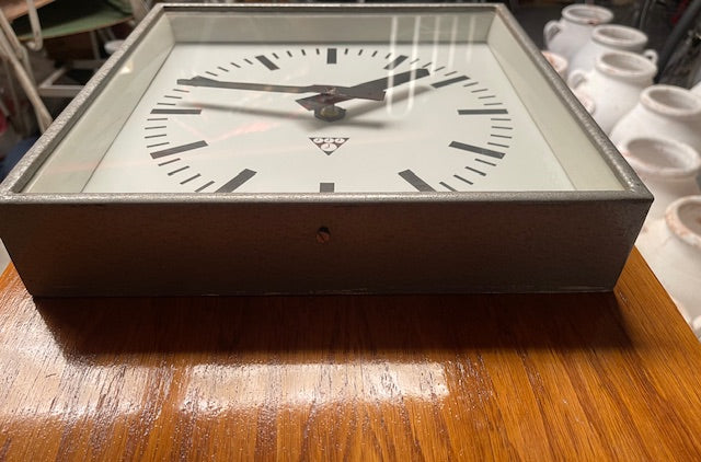 Vintage Czech Pragotron Metal  Train Station Clock #6648