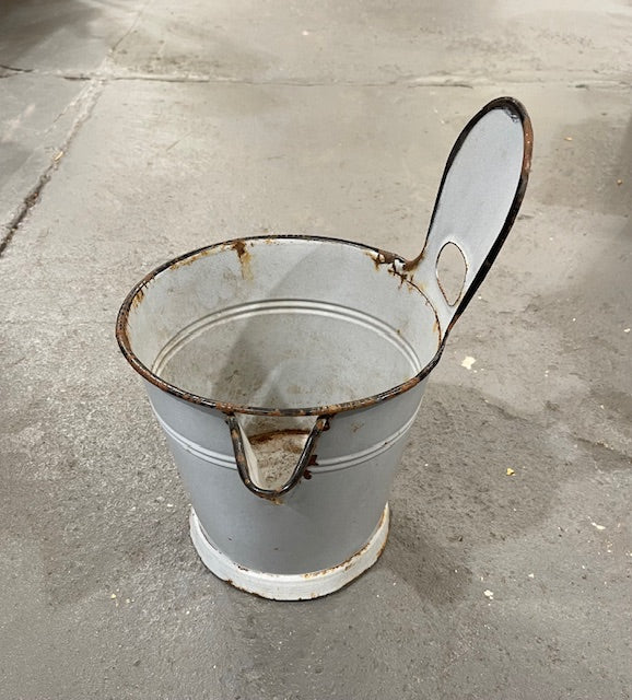 Vintage Hungarian   Enamel Water Bucket with Spout   #6659