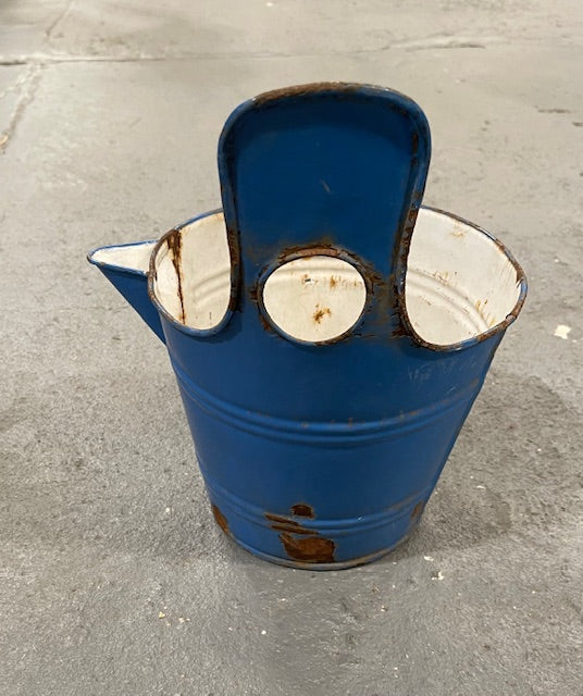 Vintage Hungarian   Enamel Water Bucket with Spout   #6660