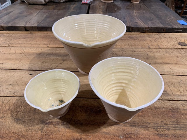 Hungarian Glazed Terracotta Baking Mixing Bowls  #5079