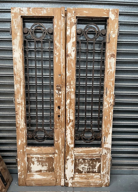 Vintage Eastern European Wooden Double House Front Doors #6746