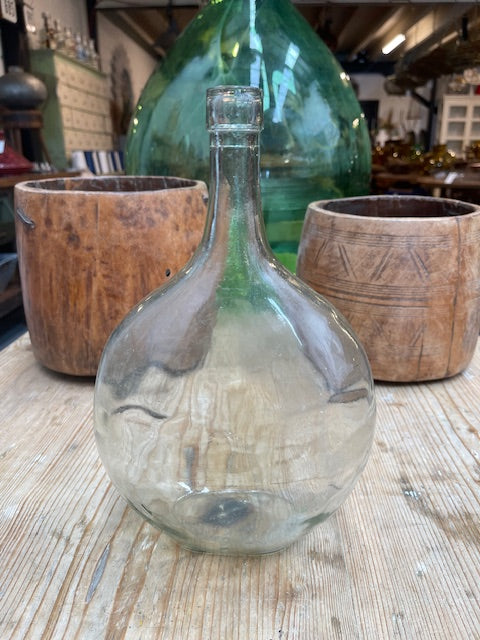 Vintage Flat Demijohn Glass Bottle  #6031  Byron