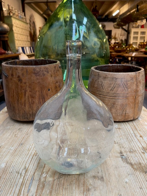 Vintage Flat Demijohn Glass Bottle  #6032  Byron