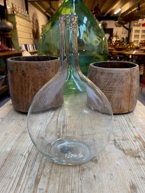 Vintage Flat Demijohn Glass Bottle  #6033  Byron