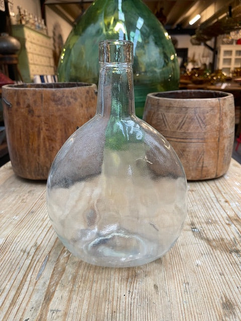 Vintage Flat Demijohn Glass Bottle  #6034  Byron