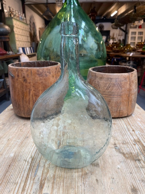 Vintage Flat Demijohn Glass Bottle  #6036  Byron