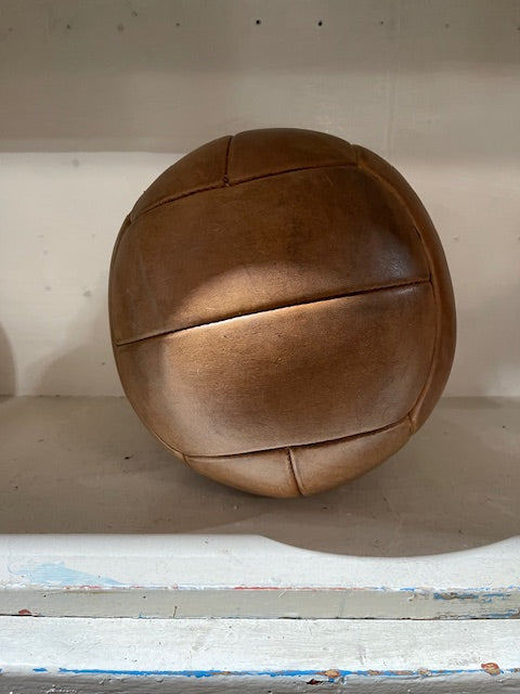 1940s Romanian Leather Medicine Ball #6165