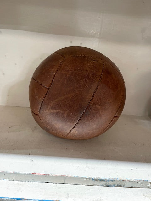 1940s Romanian Leather Medicine Ball #6166