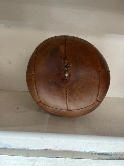 1940s Romanian Leather Medicine Ball #6166