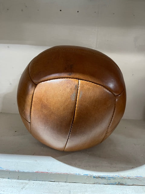 1940s Romanian Leather Medicine Ball #6167