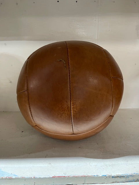 1940s Romanian Leather Medicine Ball #6167