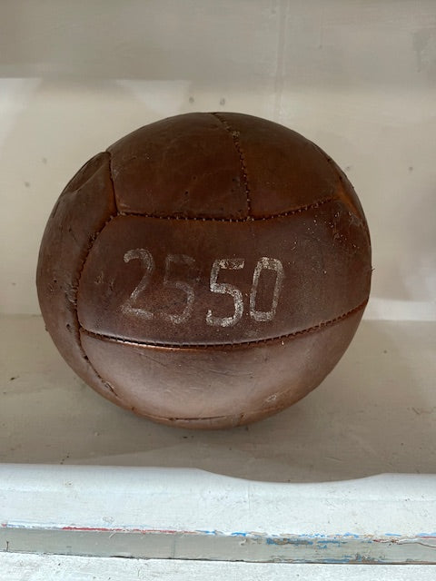 1940s Romanian Leather Medicine Ball #6168