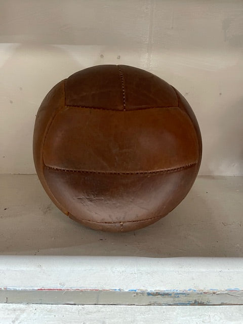 1940s Romanian Leather Medicine Ball #6168