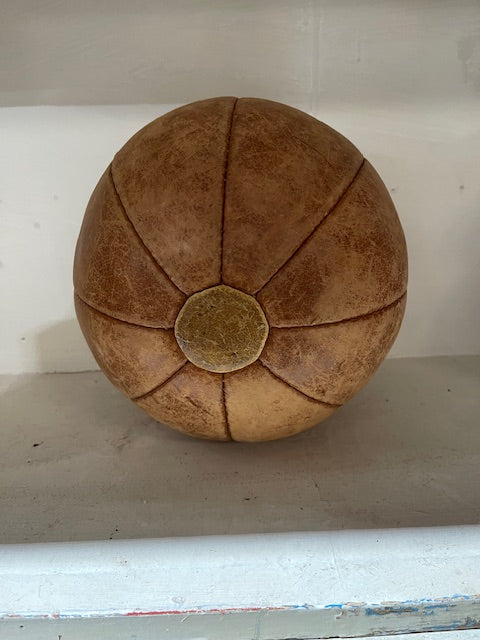 1940s Romanian Leather Medicine Ball #6169