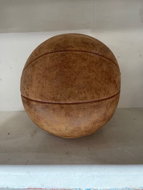 1940s Romanian Leather Medicine Ball #6169