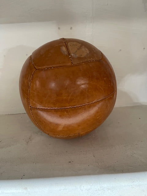 1940s Romanian Leather Medicine Ball #6170