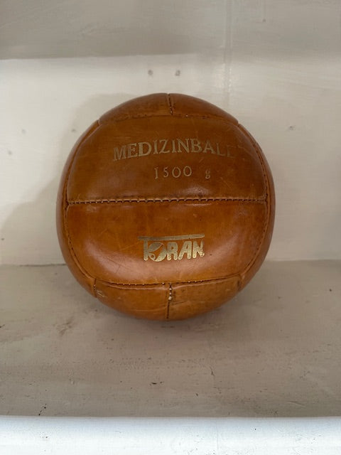 1940s Romanian Leather Medicine Ball #6170