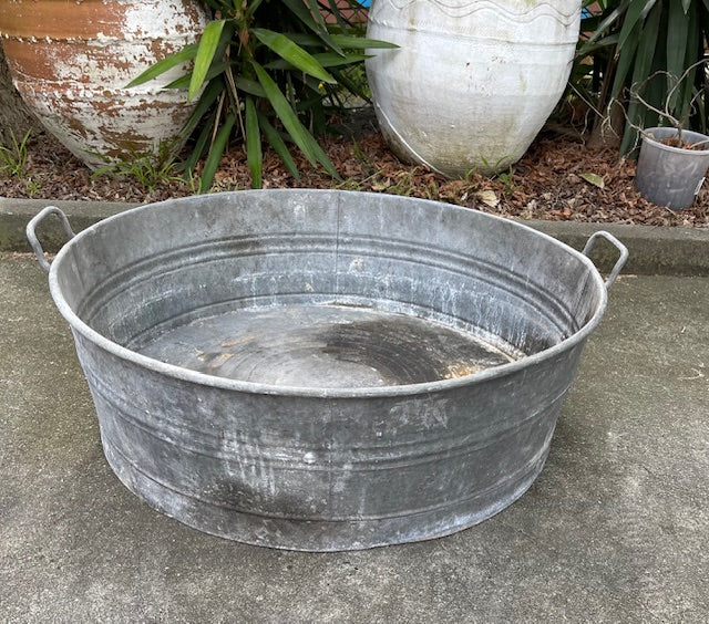 Vintage  European Galvanized Wash Tub #6311