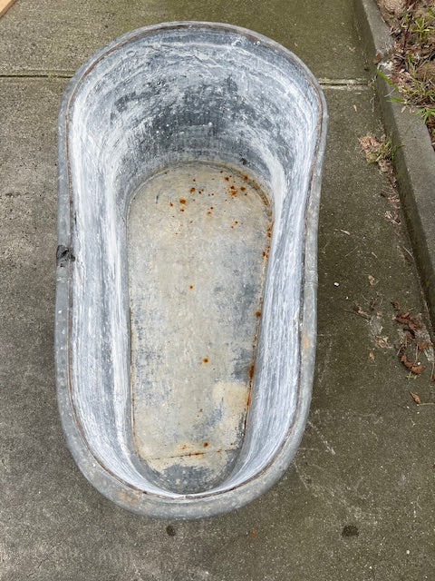 1940s  Rustic  European Galvanised Bathtub #6312