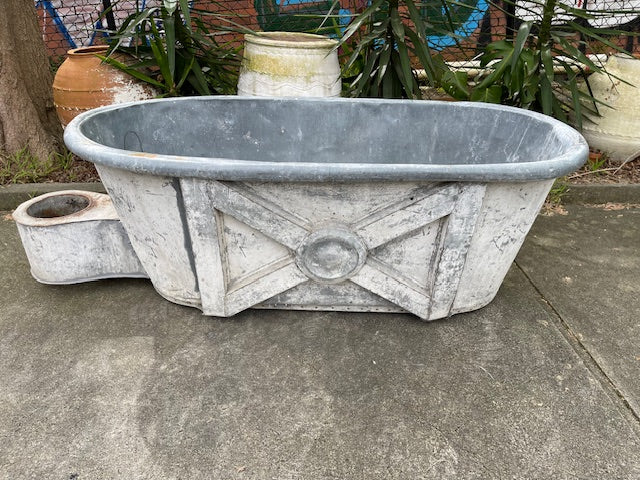 1940s  Rustic  European Galvanised Bathtub with coal heating space #6314