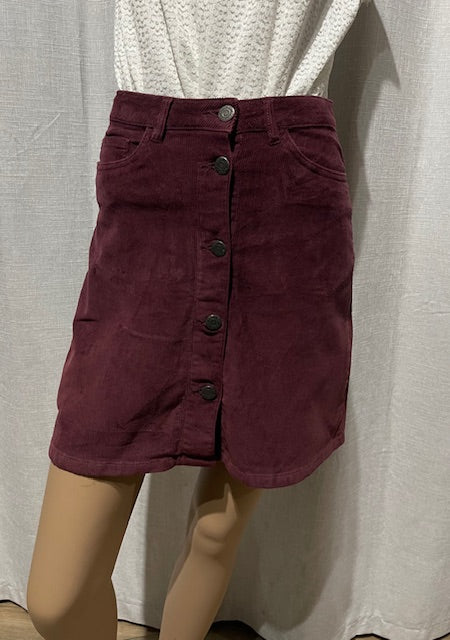 Burgundy Cord Mini  Skirt  #W166