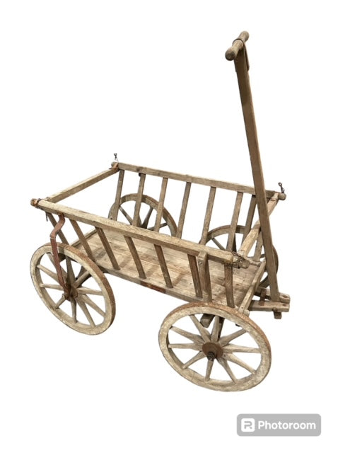 Vintage European Wooden Pumpkin Cart #6049