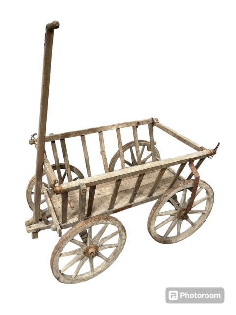 Vintage European Wooden Pumpkin Cart #6049