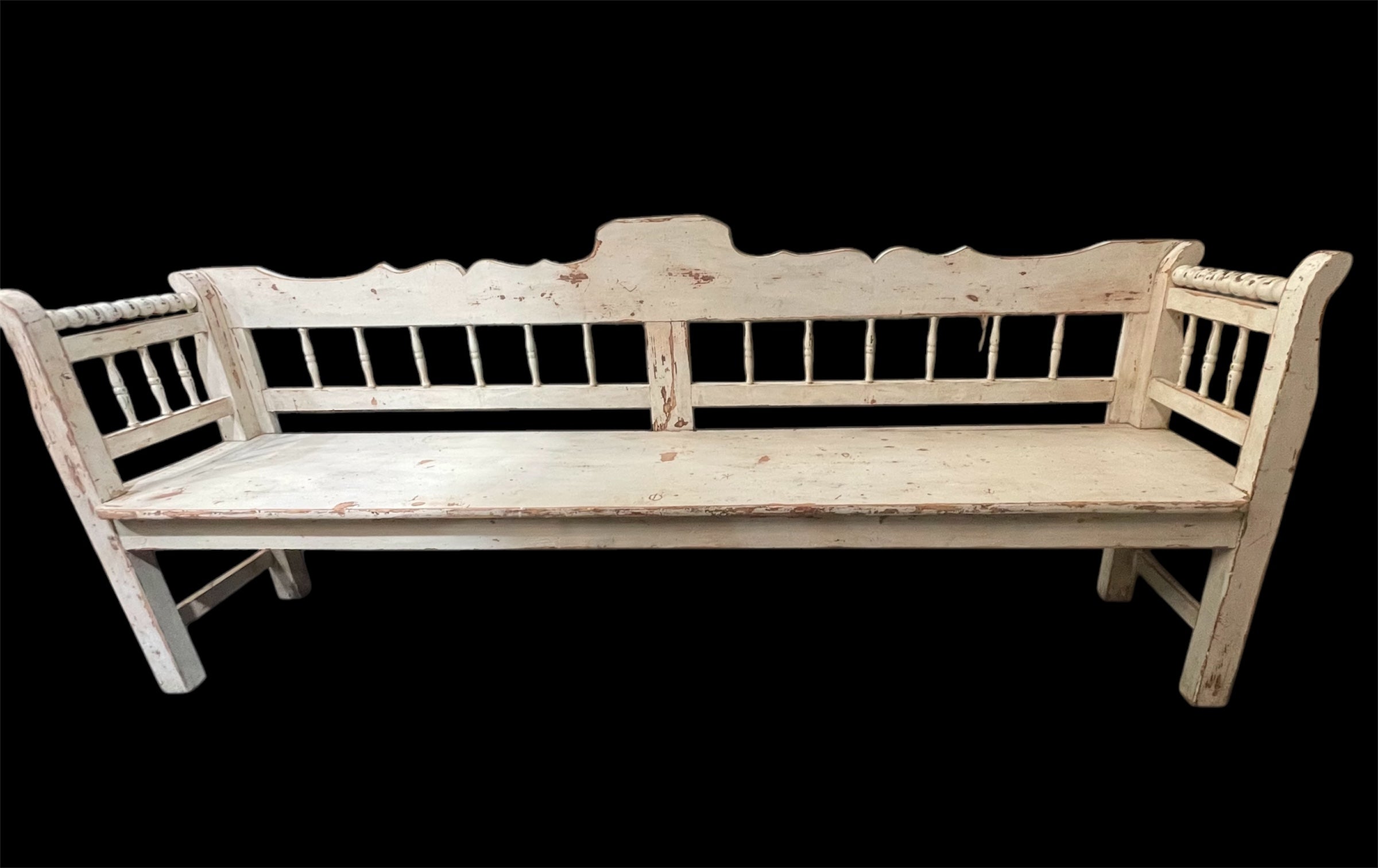 Vintage European Wooden Bench Seat #6739