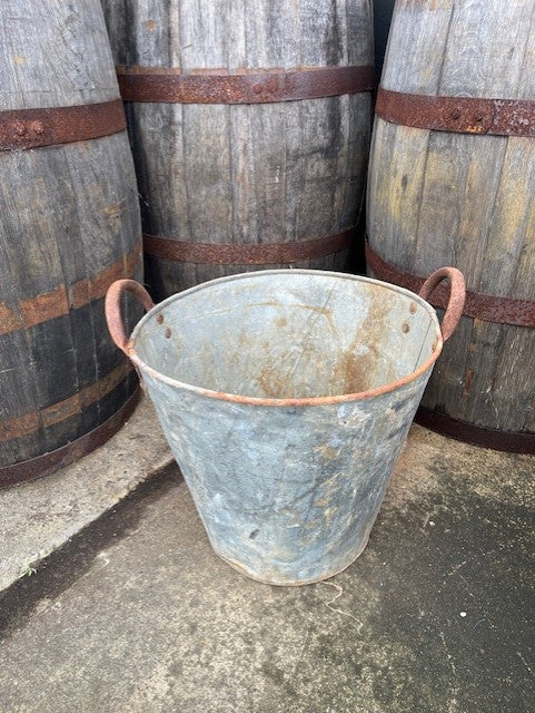 Rustic Turkish Galvanised No  Hole  Olive Picking Bucket  #6524  Byron