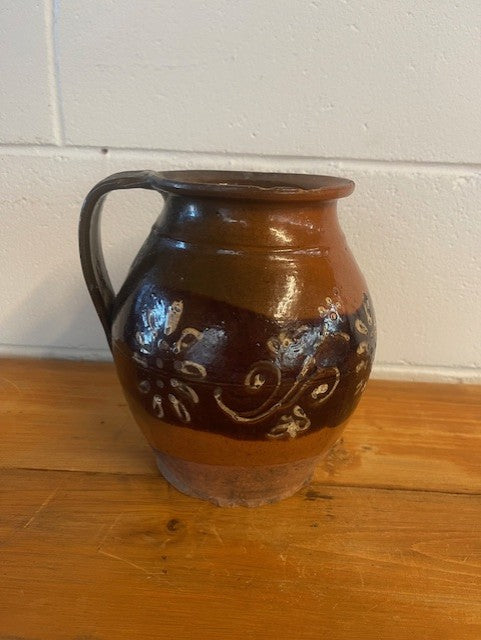 Vintage  Glazed  Hungarian  Terracotta Jug  #6449 Byron