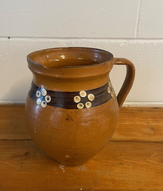 Vintage  Glazed  Hungarian  Terracotta Jug  #6445 Byron