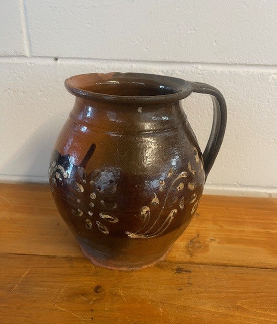 Vintage  Glazed  Hungarian  Terracotta Jug  #6449 Byron