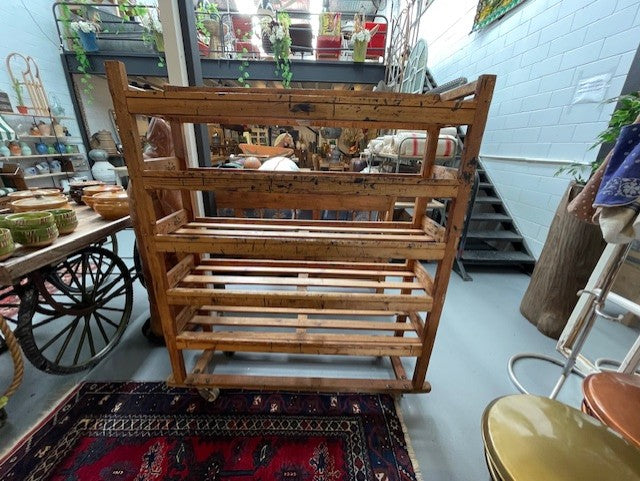 Vintage Industrial  Wooden Shoe Rack #6013  Byron