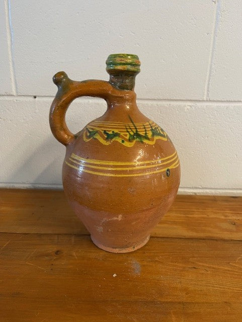 Vintage  Glazed  Hungarian  Terracotta Jug  #6444 Byron