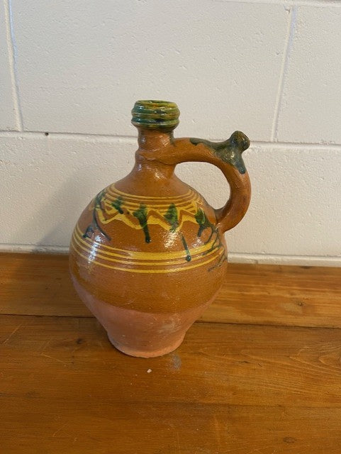 Vintage  Glazed  Hungarian  Terracotta Jug  #6444 Byron