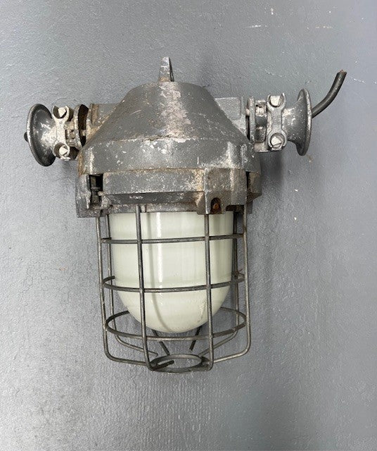 Vintage Industrial CZECH Caged Bunker  Light  #6208  Byron