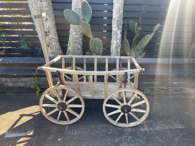 Vintage European Wooden Pumpkin Cart #6251