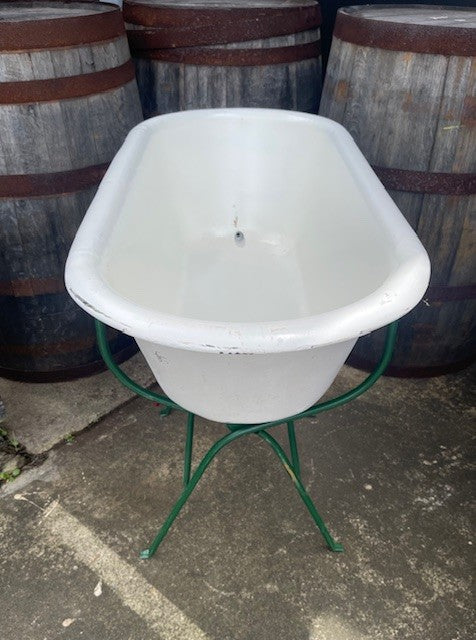 Vintage  Enamel Baby Bath and Stand / Drink Stand #6546  Byron