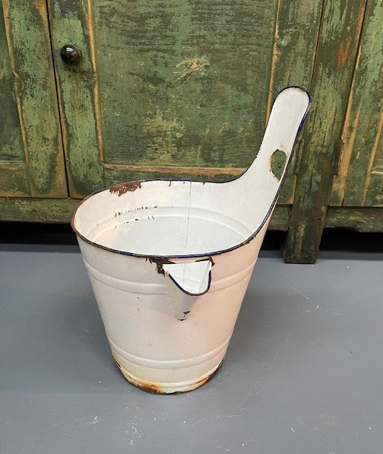 Vintage Hungarian   Enamel Water Bucket with Spout   #6539  Byron