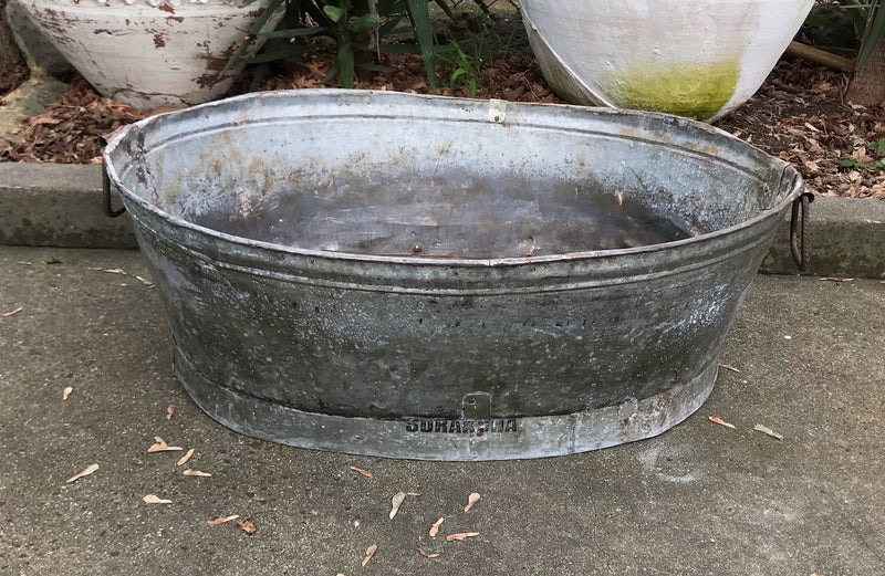 Vintage  European Rustic Metal  Wash Tub  #4101