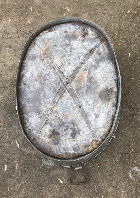 Vintage  European Rustic Metal  Wash Tub  #4101