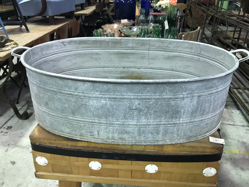 Vintage industrial Czech 40s galvanised oval wash tub #1865/2