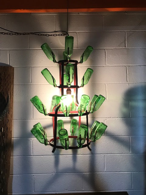 Vintage Bottle Drying Rack Light  #4125