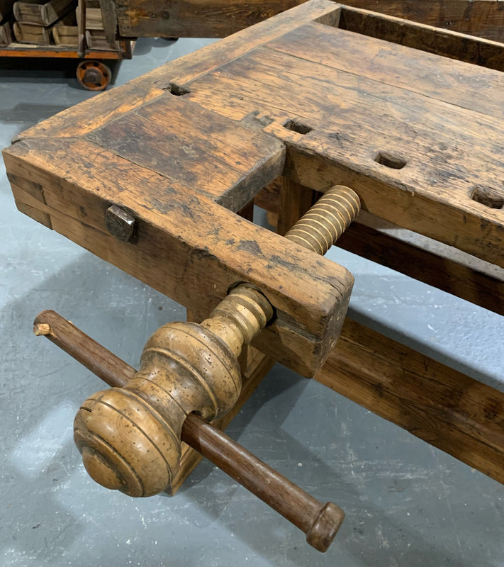 Vintage  European Carpenters Woodworking  Workbench 1920s #4363