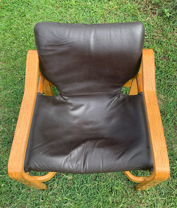 Swedish Mid Century Leather  Lounge Chair  #4436 Byron